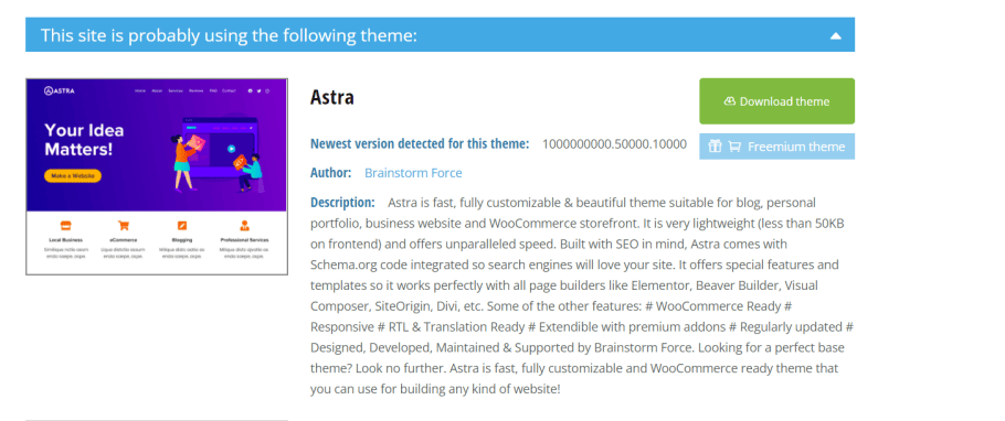 find which astra theme