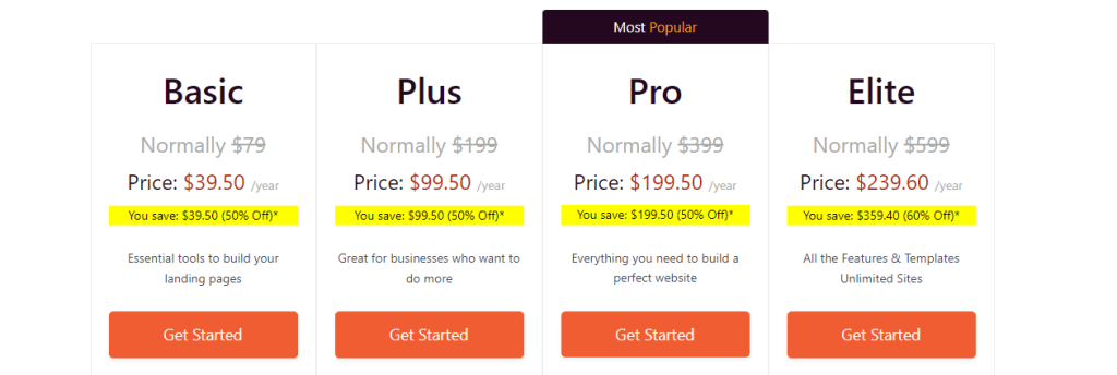 SeedPro Page builder pricing