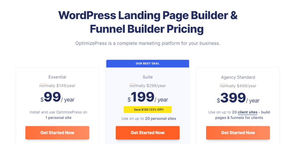 OptimizePress page builder pricing